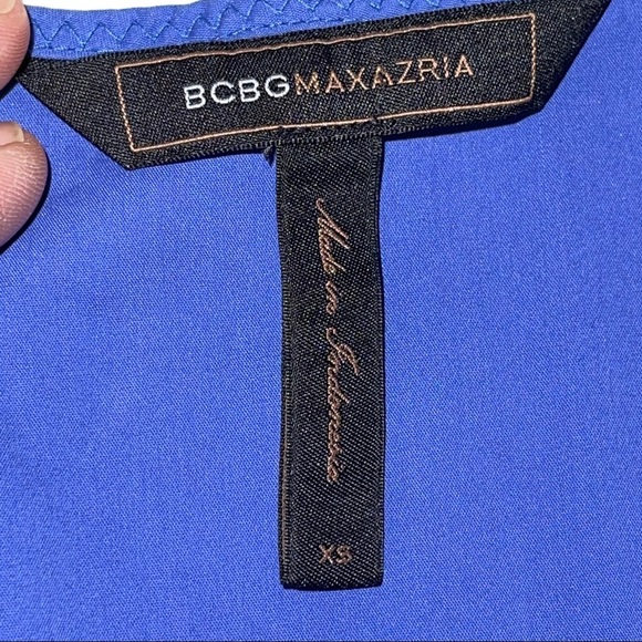 BCBGMAxAzria Chambra Blue V Neck Peplum Top XS - Picture 10 of 12